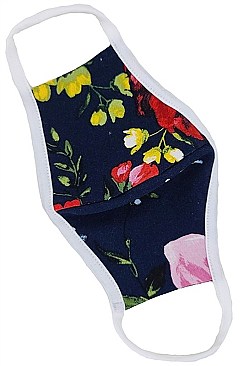 NAVY FLOWERY REUSABLE COTTON MASK