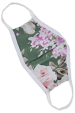 ARMY GREEN FLOWERY REUSABLE COTTON MASK