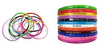 PACK OF 12 ATTRACTIVE ASSORTED COLOR RUBBER BRACELET WITH VARIETY PRINTS