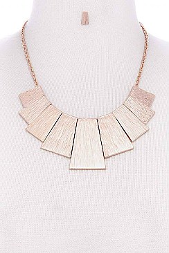 GEOMETRIC  BRUSHED METAL STATEMENT NECKLACE SET JY-ANE6050