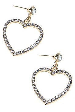 PACK OF (12 PIECES) RHINESTONES HEART SHAPE DANGLE EARRINGS FM-ANE4360