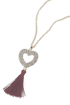 PACK OF (12 PIECES) HEART TASSEL PENDANT NECKLACE FM-ANN2076