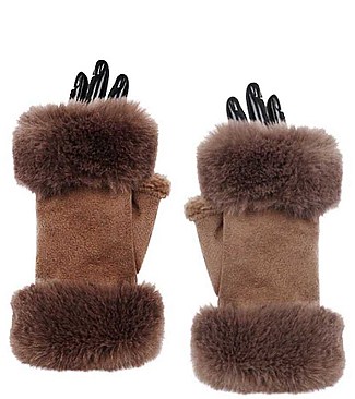 OPEN FINGER SOFT FUR CUFF GLOVES