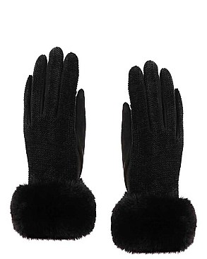 SUEDE SOFT FUR GLOVES