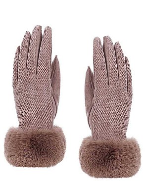 SUEDE SOFT FUR GLOVES