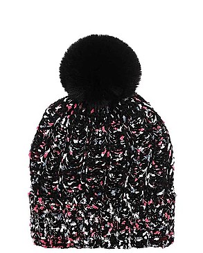 MULTI COLOR WOVEN POM BEANIE