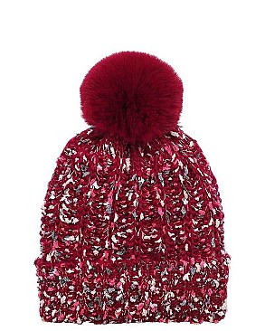 MULTI COLOR WOVEN POM BEANIE