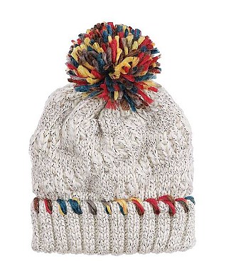 MULTI COLOR THREAD POM BEANIE