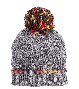 MULTI COLOR THREAD POM BEANIE