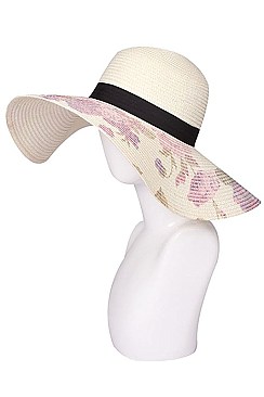 LARGE FLORAL BRIM STRAW HAT FM-AO333