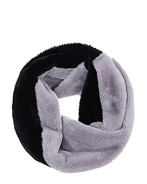 TWO TONE COLOR SOFT COZY INFINITY SCARF