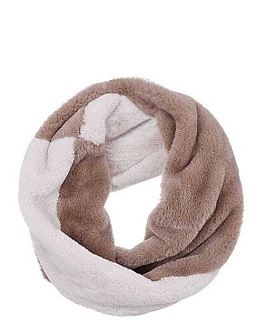 TWO TONE COLOR SOFT COZY INFINITY SCARF