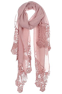 FLORAL LACE TRIM SCARF FM-AO571