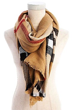 PLAID PRINT OBLONG SCARF