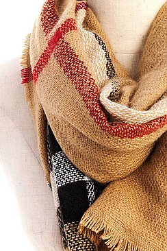 PLAID PRINT OBLONG SCARF