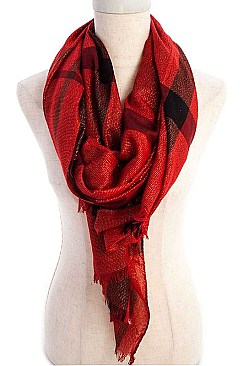 Metallic Mix Check Fashion Scarf