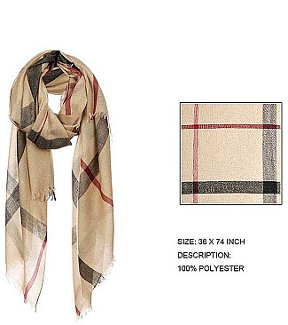 Metallic Mix Check Fashion Scarf