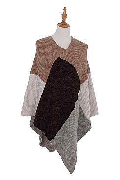 COLOR BLOCK FASHION PONCHO