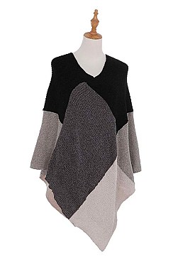 COLOR BLOCK FASHION PONCHO