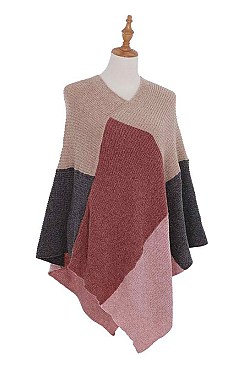 COLOR BLOCK FASHION PONCHO