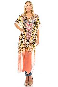 TIGER PRINT LONGLINE FASHION KIMONO