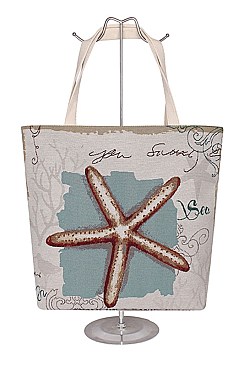 Canvas Tote / BEACH TOTE BAG SEA-STAR PRINT FM-AO734