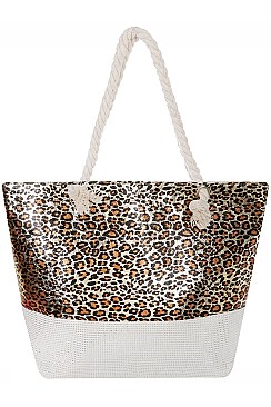 LEOPARD PRINT GLITTER TOTE BAG