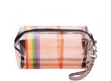 SEMI TRANSPARENT RAINBOW CHECK POUCH