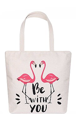 FLAMINGO BE WITH YOU PRINT ECCO TOTE BAG