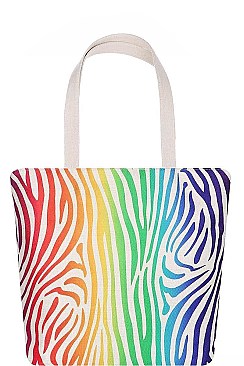 RAINBOW ZEBRA PRINT ECCO TOTE BAG