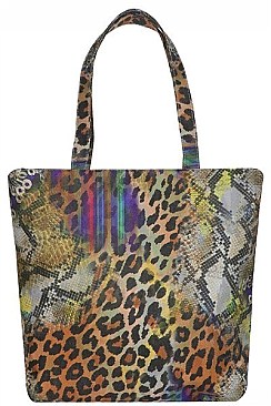CANVAS ANIMAL PRINT TOTE BEACH BAG