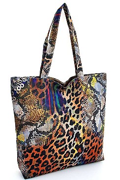 MULTI COLOR RAINBOW LEOPARD PRINT ECCO TOTE BAG
