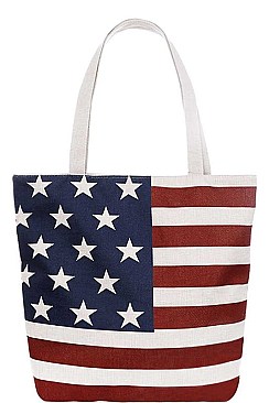 US FLAG PRINT CANVAS TOTE BAG