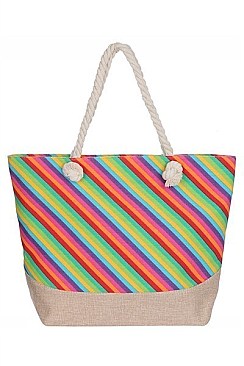 STRIPED MULTI-COLOR TOTE BAG