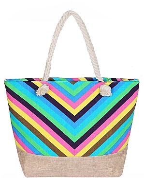 CHEVRON PATTERN RAINBOW NATURAL SHOPPER