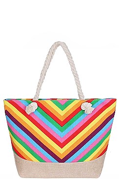 CHEVRON PATTERN RAINBOW NATURAL SHOPPER