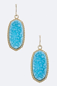 Classic Oval Druzy Stone Earrings LA-VE1549Z