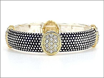 Gem Paved Oval Dot Textured Fashion Bracelet