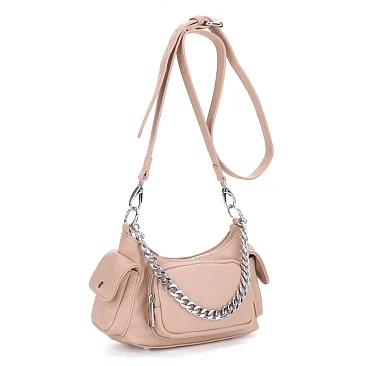 Multi Pocket Chain Accent Shoulder/ Crossbody