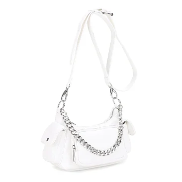 Multi Pocket Chain Accent Shoulder/ Crossbody