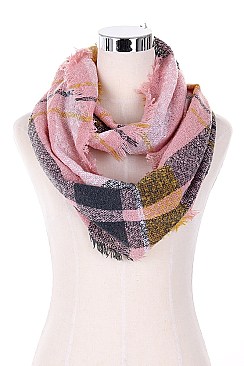 Pack of 12 Fashion Plaid Infinity Scarf Set