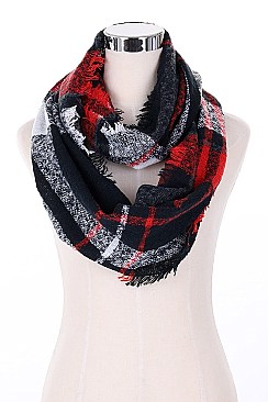 Pack of 12 Fashion Plaid Infinity Scarf Set