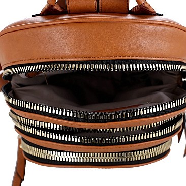 FAUX LEATHER MULTI COMPARTMENT BACKPACK