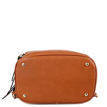 FAUX LEATHER MULTI COMPARTMENT BACKPACK