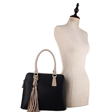 Tassel Accent 2-Compartment Boho Satchel MH-AS3324