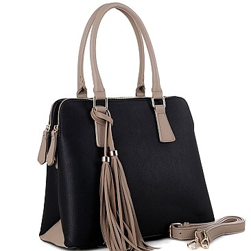 Tassel Accent 2-Compartment Boho Satchel MH-AS3324