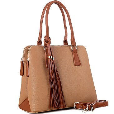 Tassel Accent 2-Compartment Boho Satchel MH-AS3324