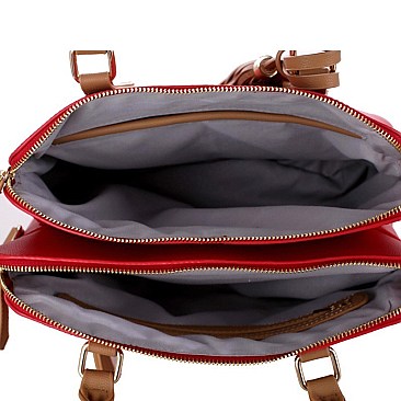 Tassel Accent 2-Compartment Boho Satchel MH-AS3324