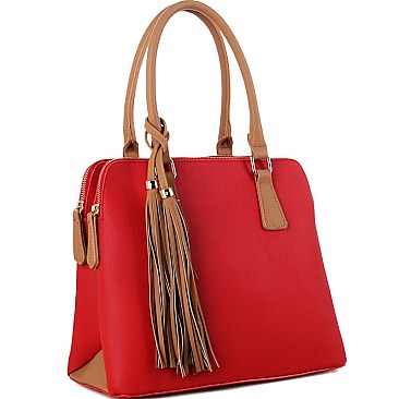 Tassel Accent 2-Compartment Boho Satchel MH-AS3324
