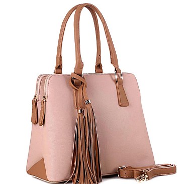 Tassel Accent 2-Compartment Boho Satchel MH-AS3324